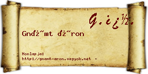 Gnámt Áron névjegykártya